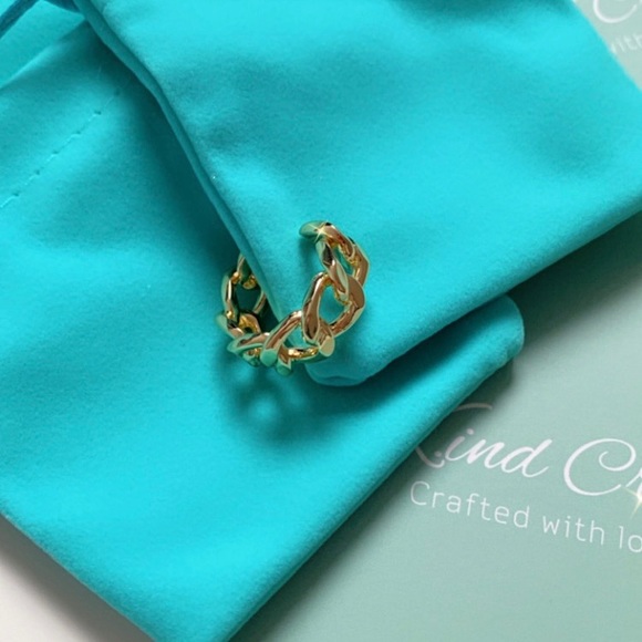 Vermeil Link Chain Ring 925 sterling silver Gold - Picture 12 of 16